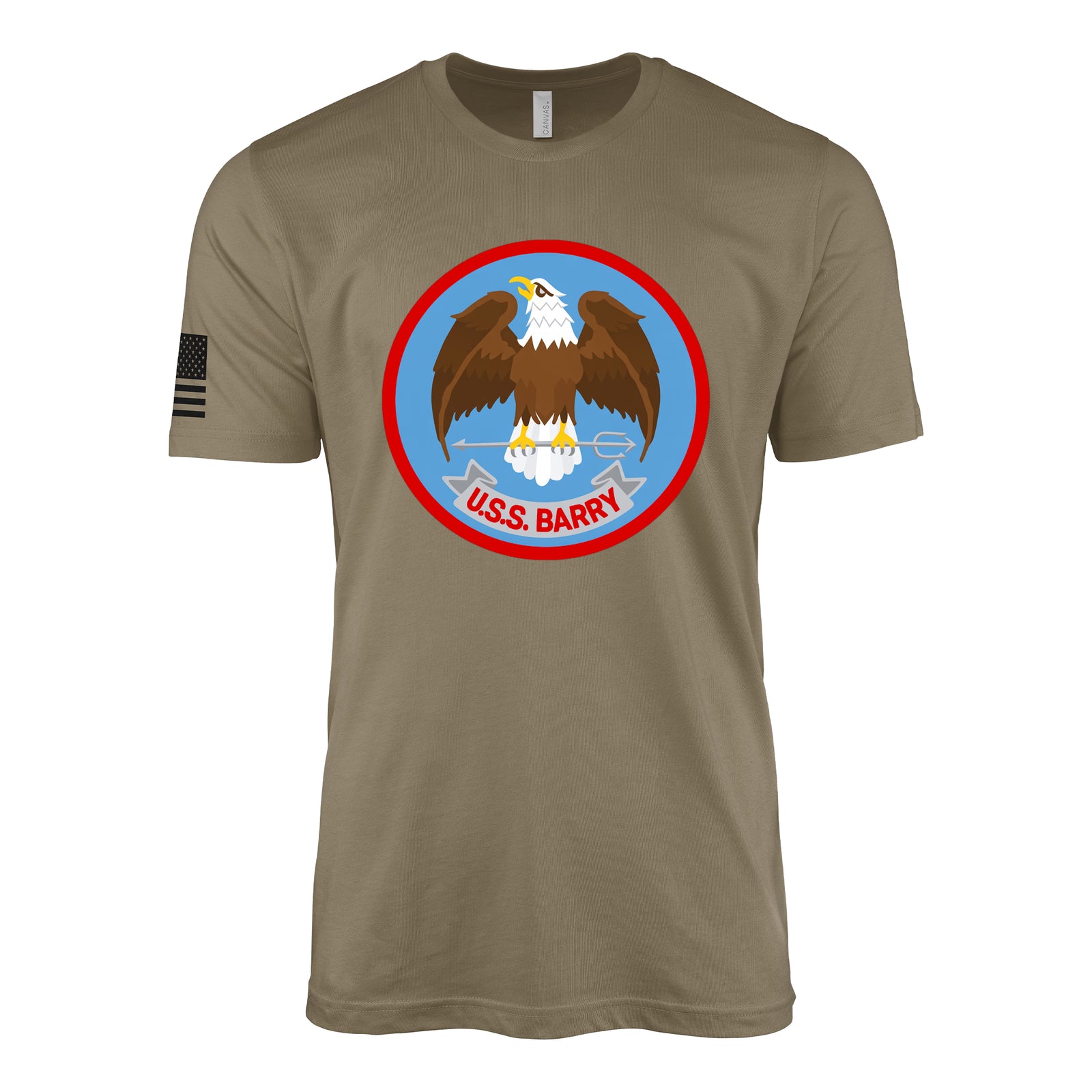 USS Barry (DD-933) Forrest Sherman-Class Destroyer T-Shirt - Coyote Brown