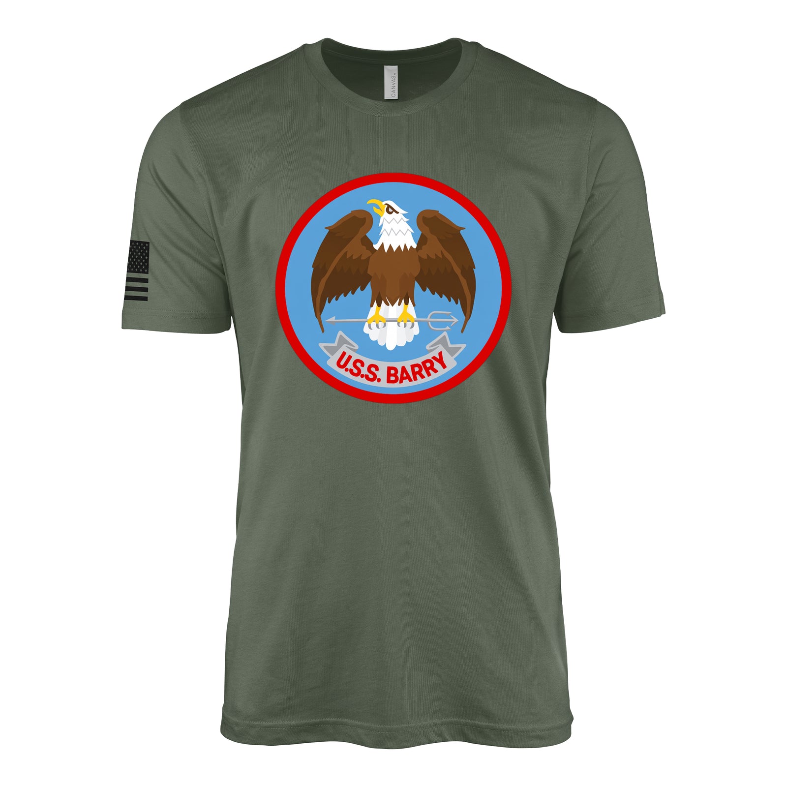 USS Barry (DD-933) Forrest Sherman-Class Destroyer T-Shirt - Military Green