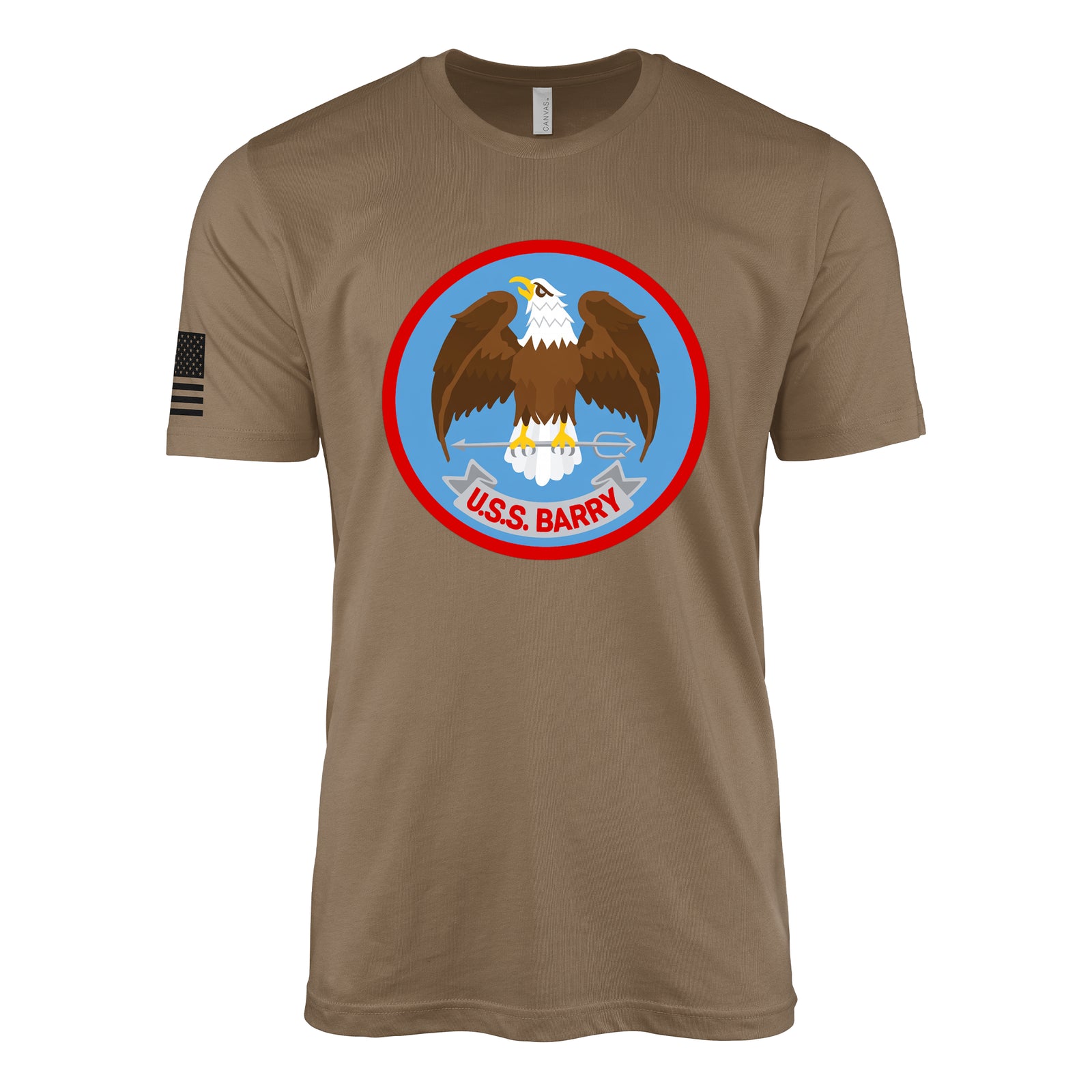 USS Barry (DD-933) Forrest Sherman-Class Destroyer T-Shirt - Woodland Brown