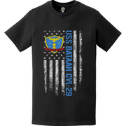 USS Bataan CVL-29 Patriotic Ship's Crest Logo American Flag T-Shirt Tactically Acquired   