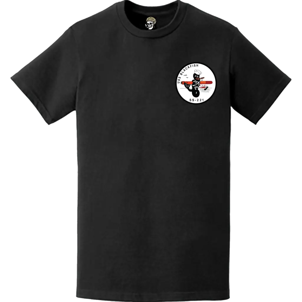 USS Blackfish (SS-221) Submarine Left Chest Logo Emblem T-Shirt Tactically Acquired   
