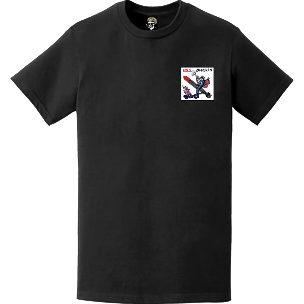 USS Bluefish (SS-222) Submarine Left Chest Logo Emblem T-Shirt Tactically Acquired   