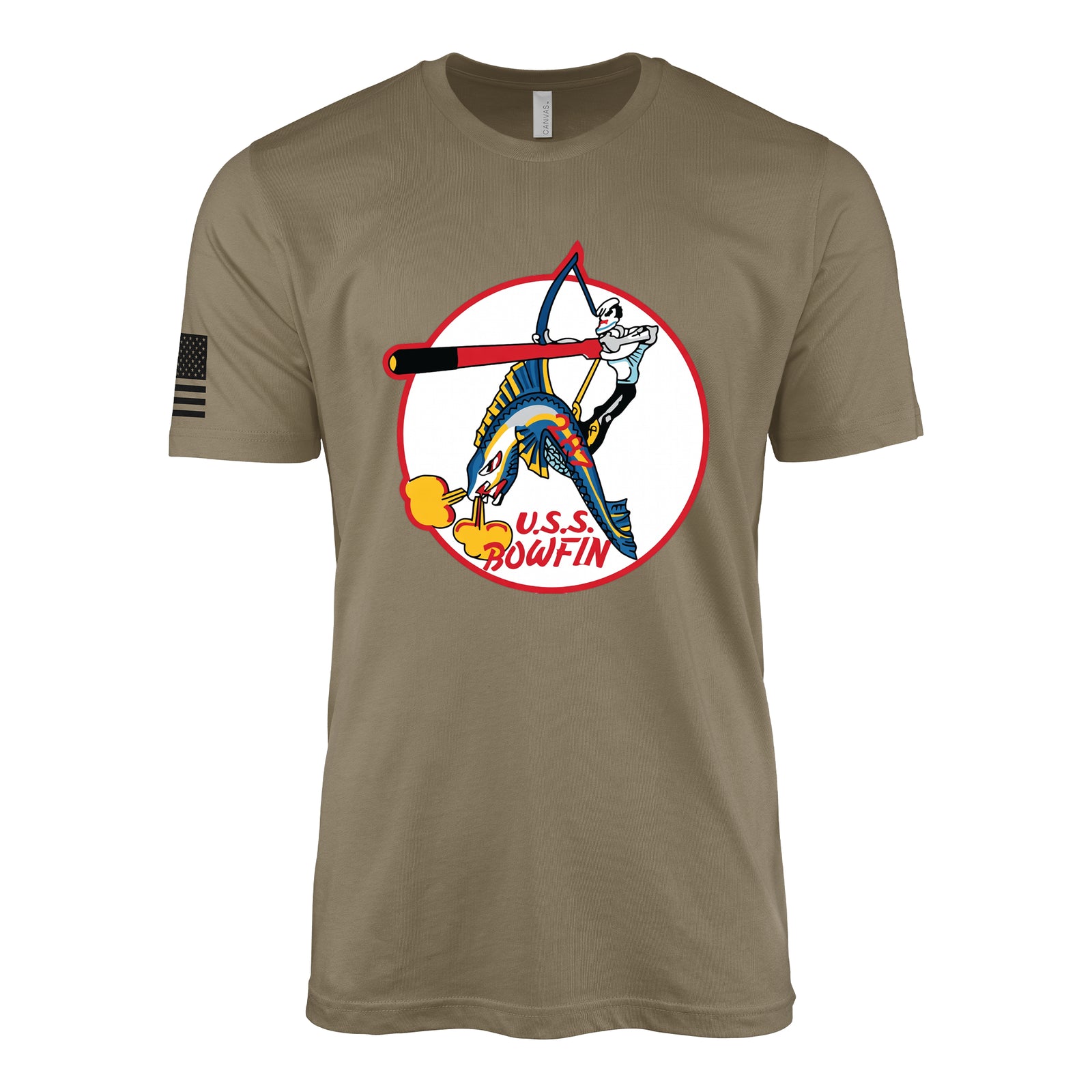 USS Bowfin (SS-287) Balao-Class Submarine T-Shirt - Coyote Brown