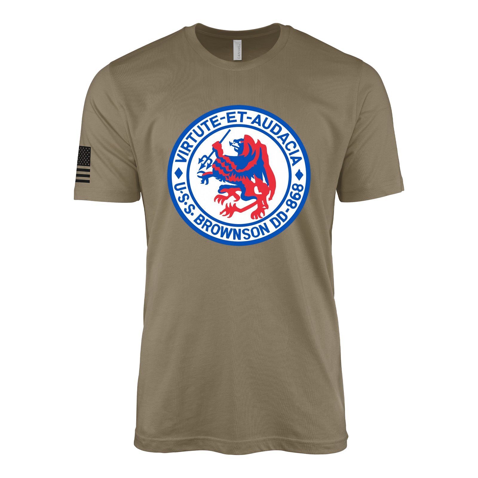 USS Brownson (DD-868) Gearing-Class Destroyer T-Shirt - Coyote Brown