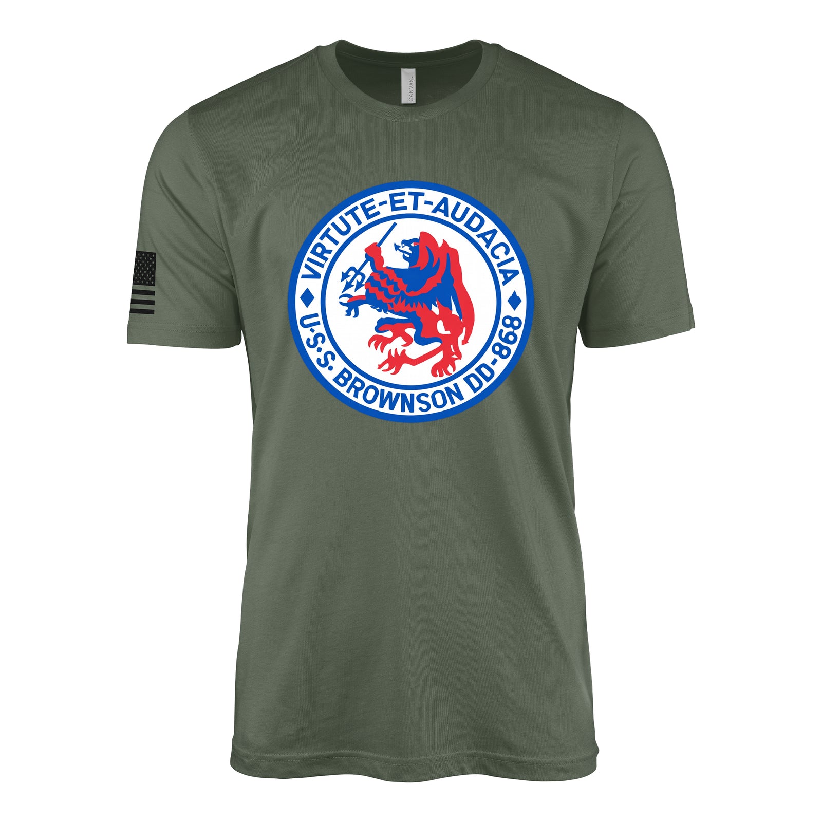 USS Brownson (DD-868) Gearing-Class Destroyer T-Shirt - Military Green