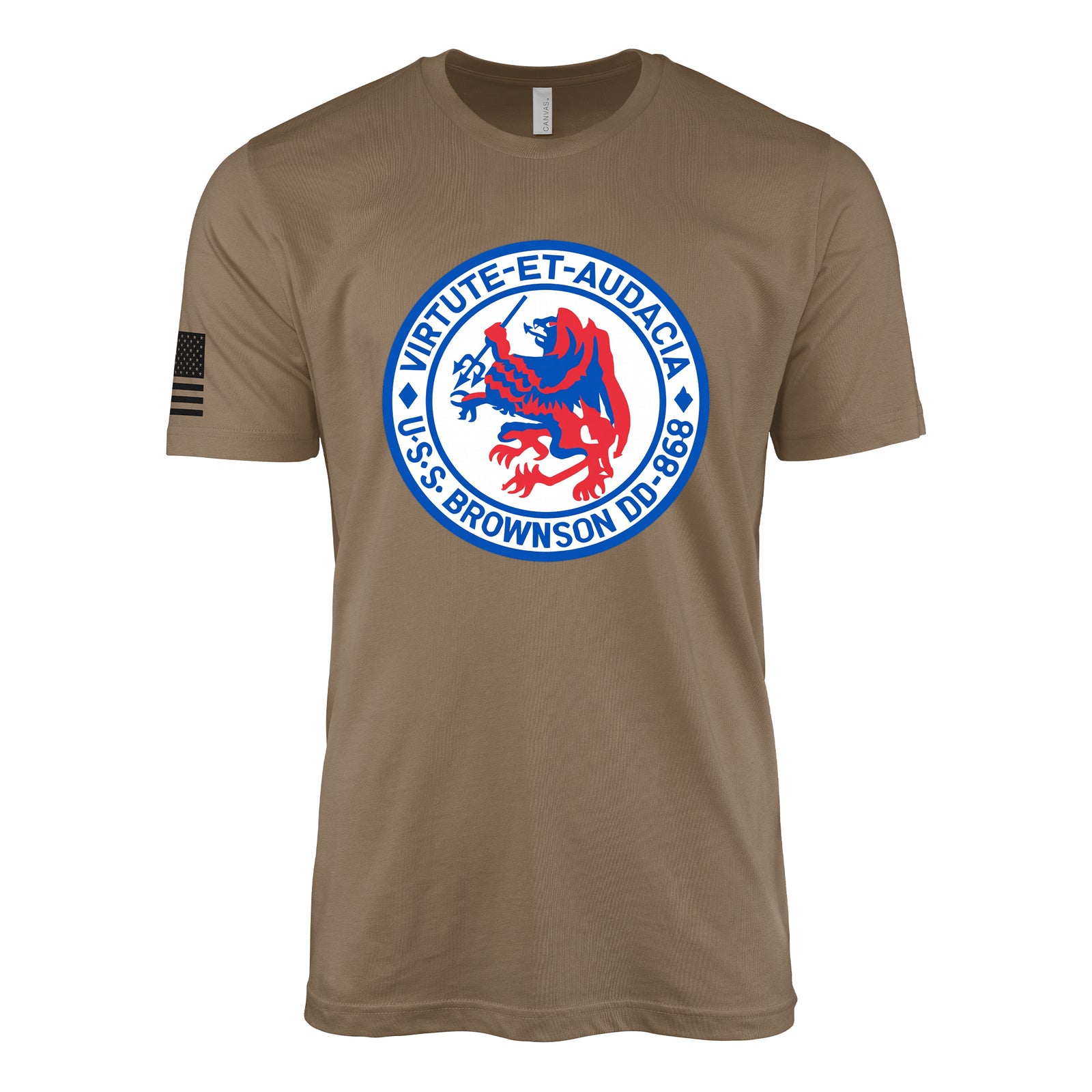 USS Brownson (DD-868) Gearing-Class Destroyer T-Shirt - Woodland Brown