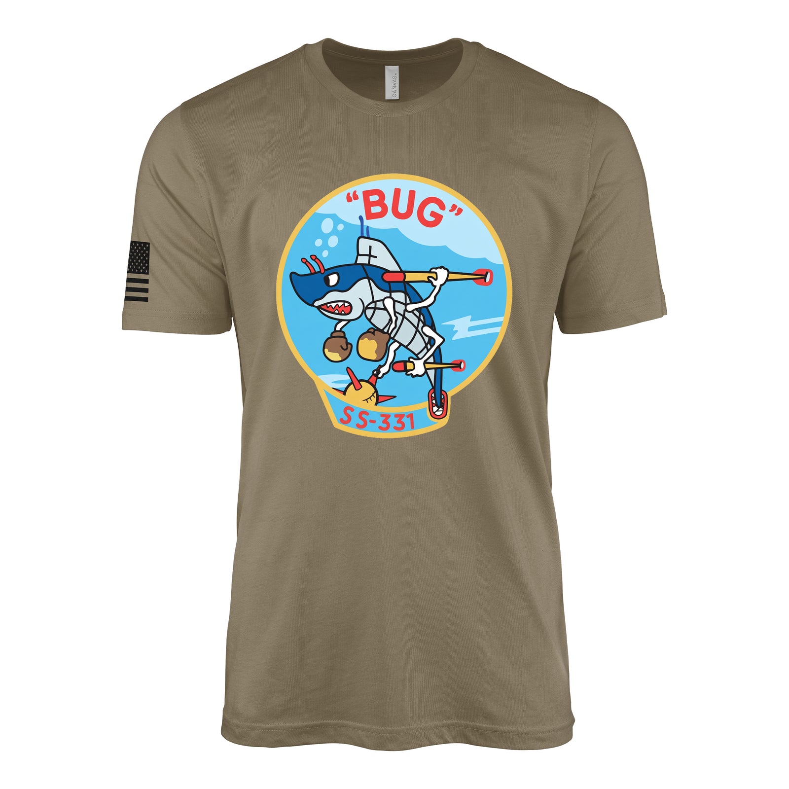 USS Bug (SS-337) Balao-Class Submarine T-Shirt - Coyote Brown
