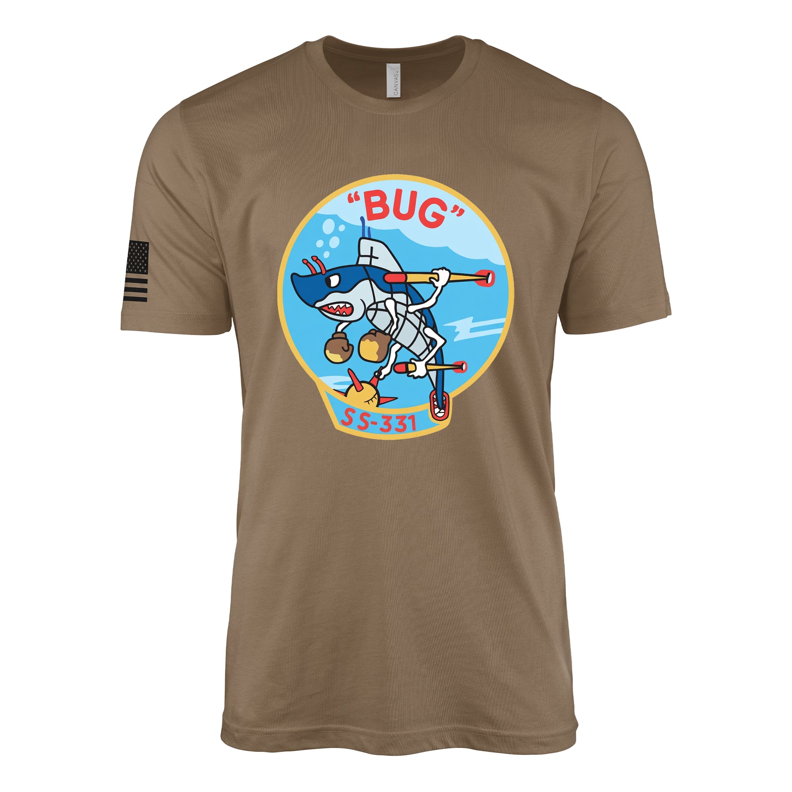 USS Bug (SS-337) Balao-Class Submarine T-Shirt - Woodland Brown