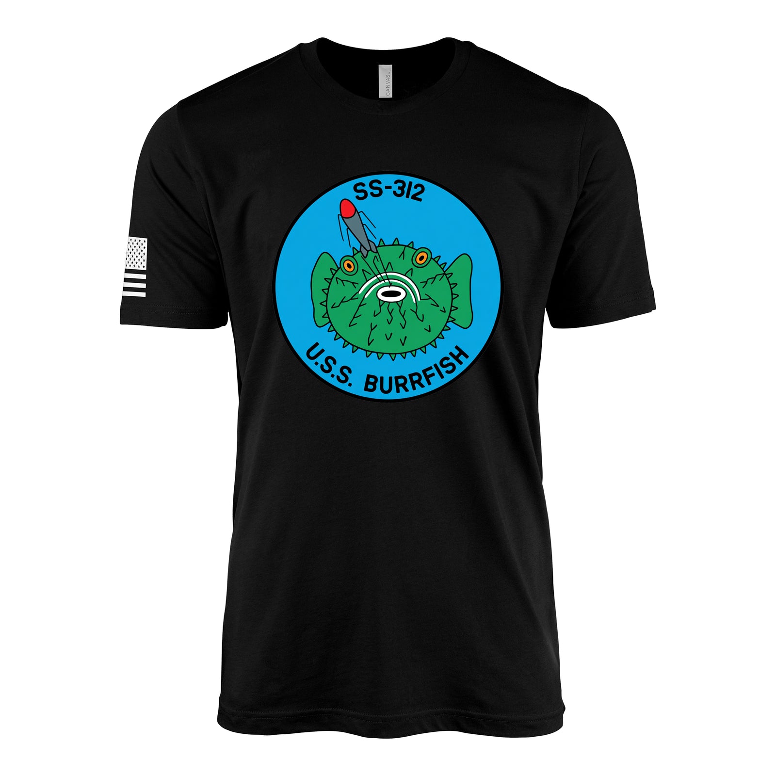 USS Burrfish (SS-312) Balao-Class Submarine T-Shirt - Black