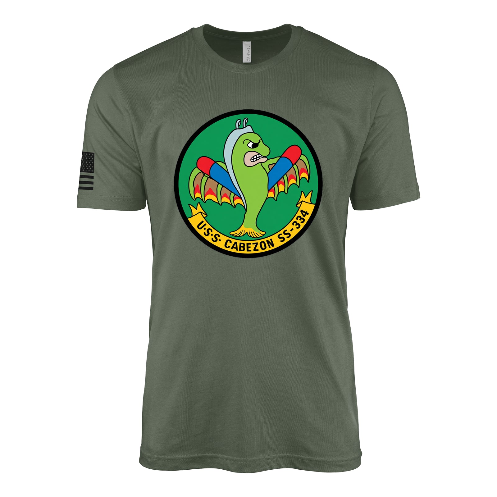 USS Cabezon (SS-334) Balao-Class Submarine T-Shirt - Military Green