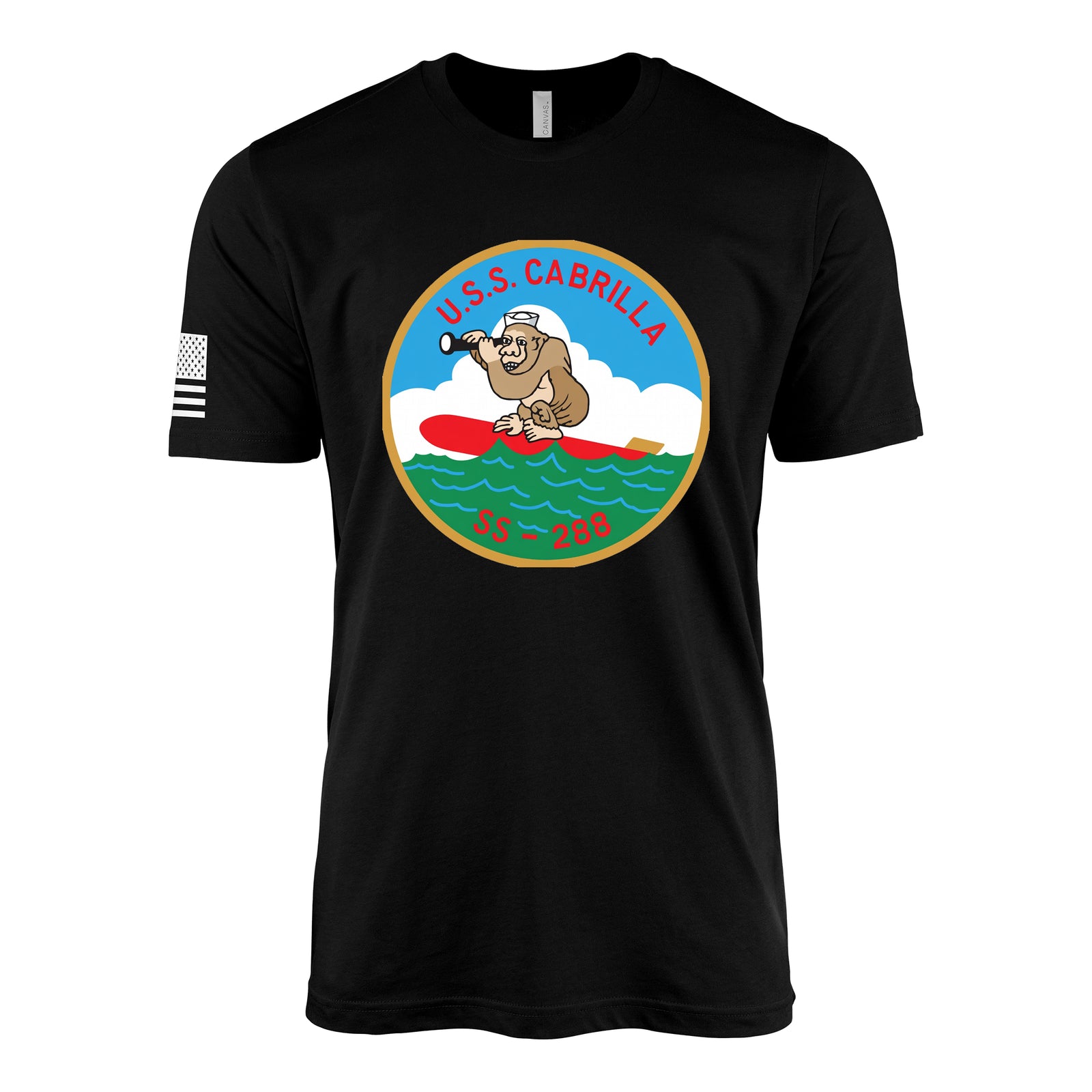 USS Cabrilla (SS-288) Balao-Class Submarine T-Shirt - Black