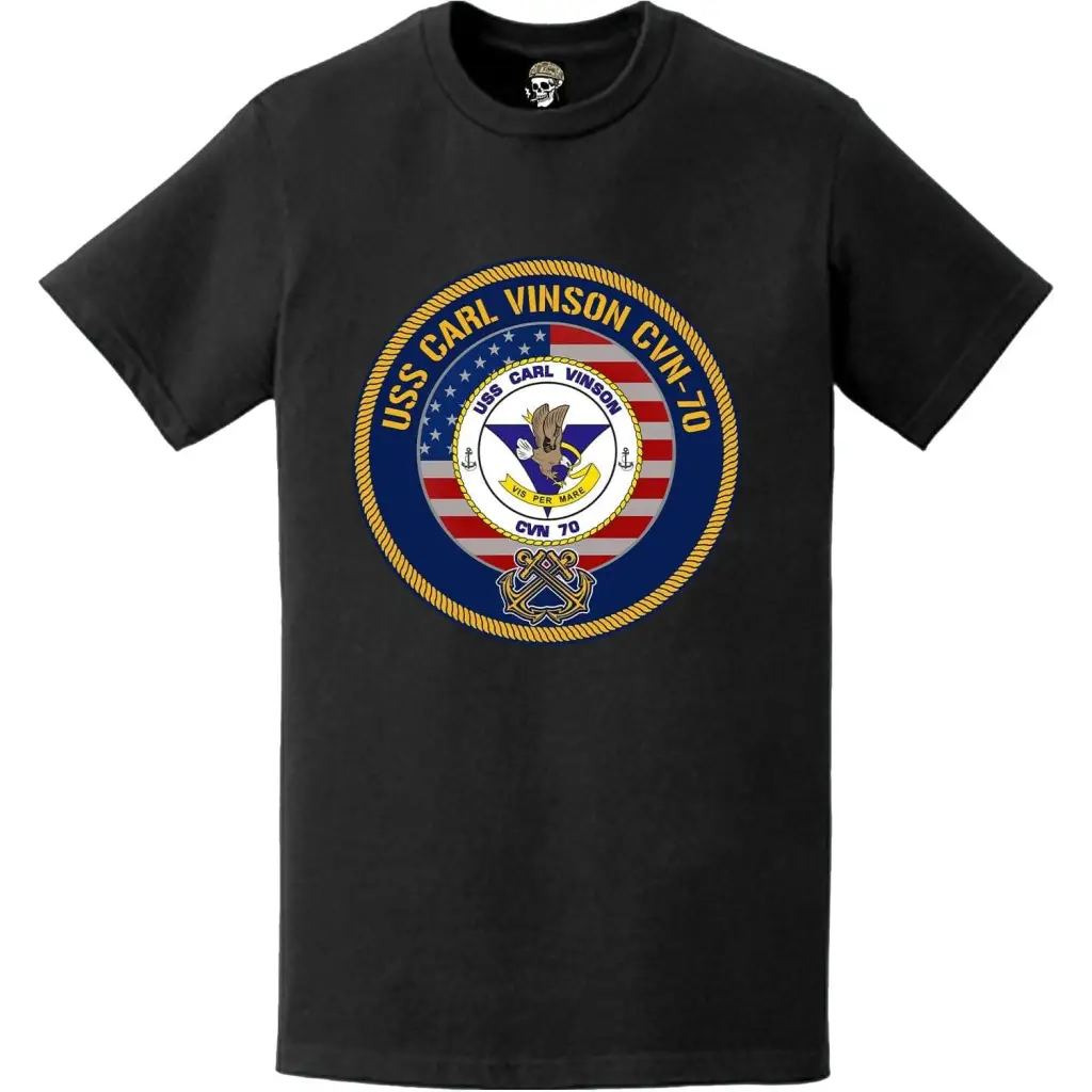 USS Carl Vinson (CVN-70) American Flag Emblem T-Shirt Tactically Acquired   