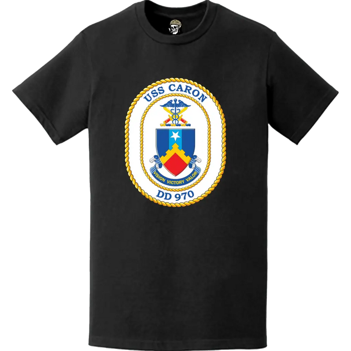 USS Caron (DD-970) Ship's Crest Logo T-Shirt Tactically Acquired   