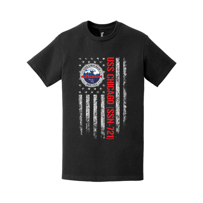 USS Chicago (SSN-721) American Flag T-Shirt Tactically Acquired   