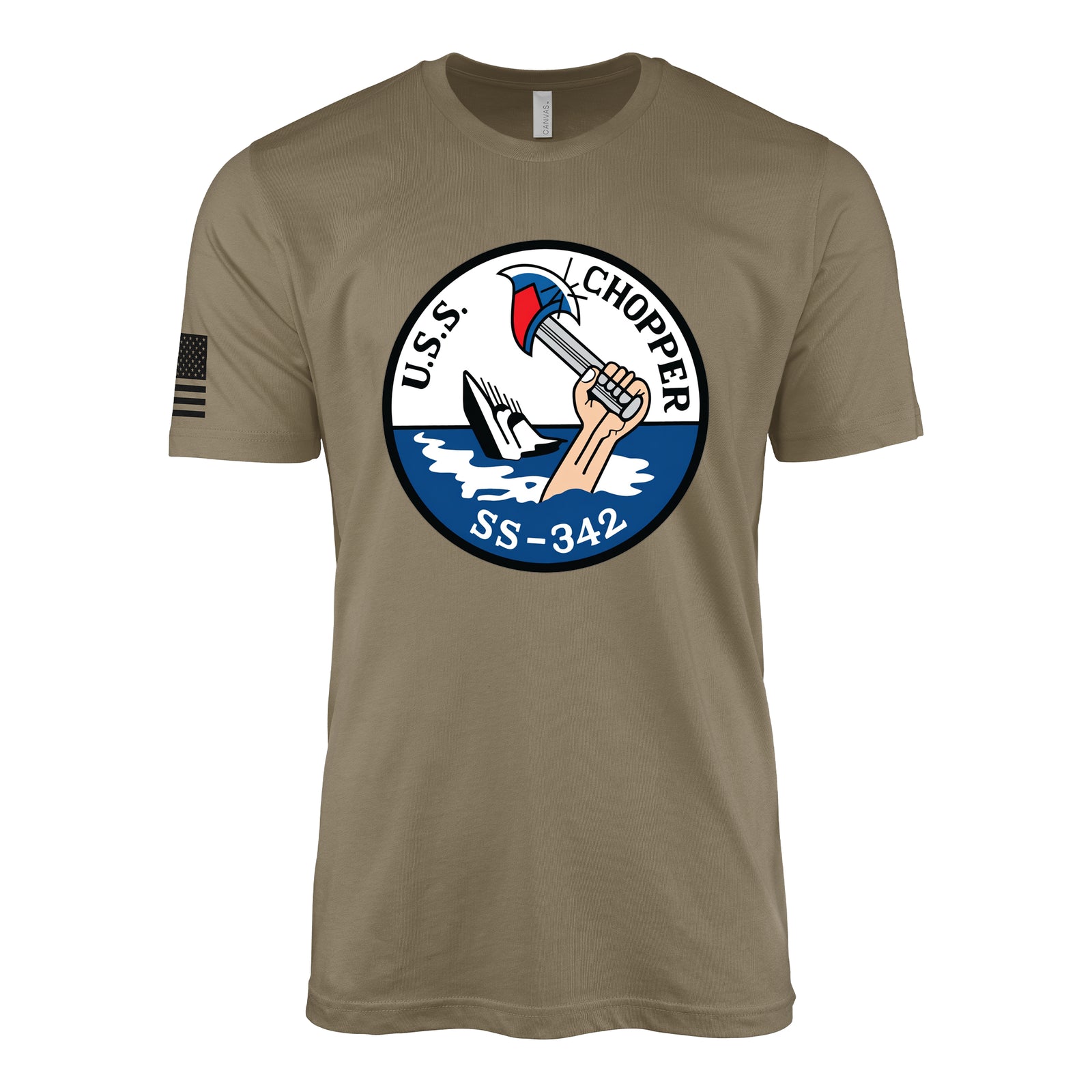 USS Chopper (SS-342) Balao-Class Submarine T-Shirt - Coyote Brown
