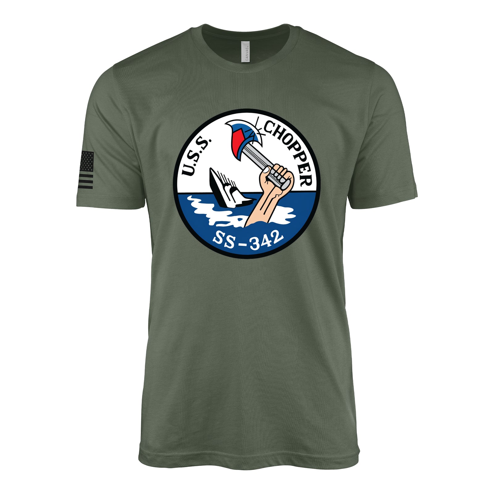 USS Chopper (SS-342) Balao-Class Submarine T-Shirt - Military Green