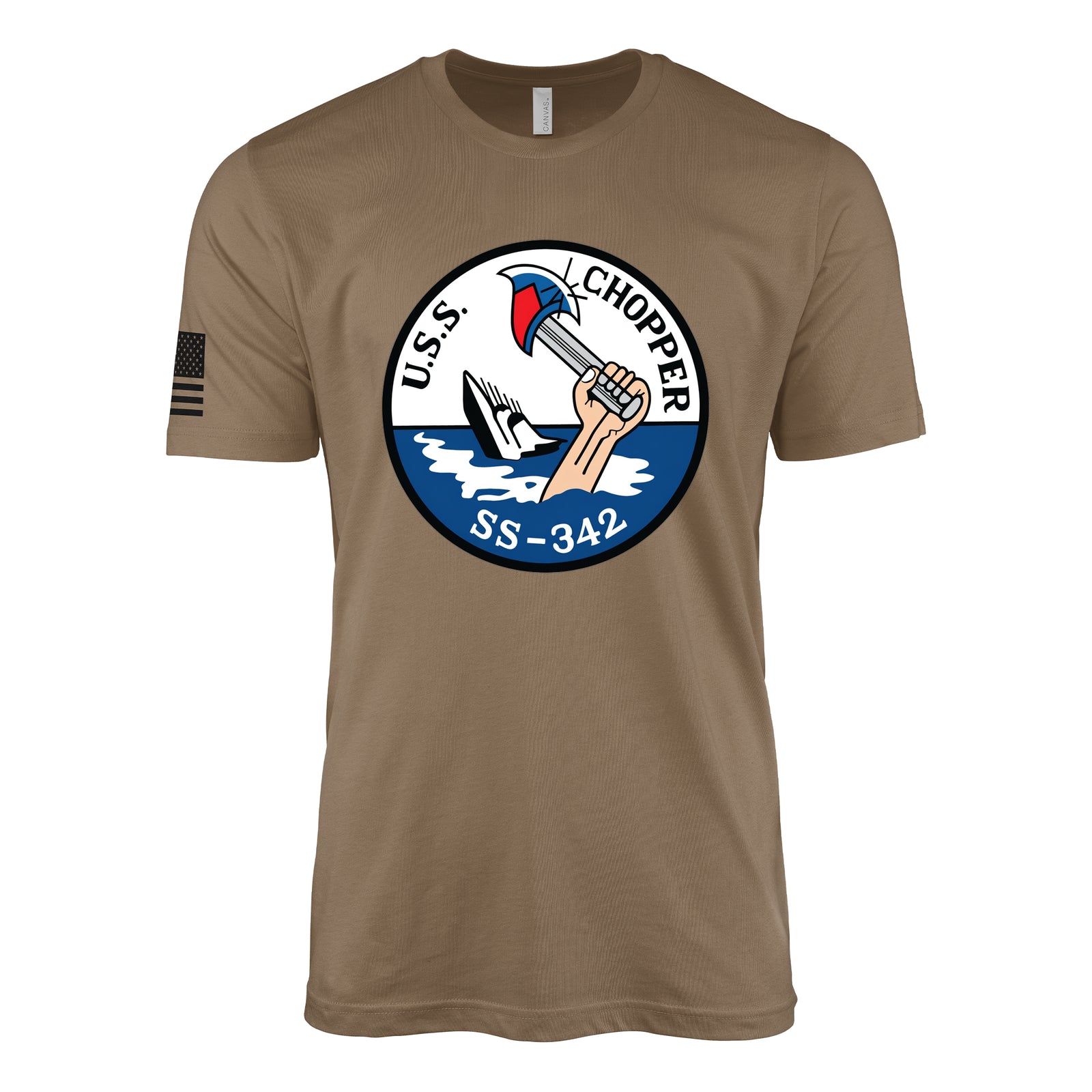 USS Chopper (SS-342) Balao-Class Submarine T-Shirt - Woodland Brown