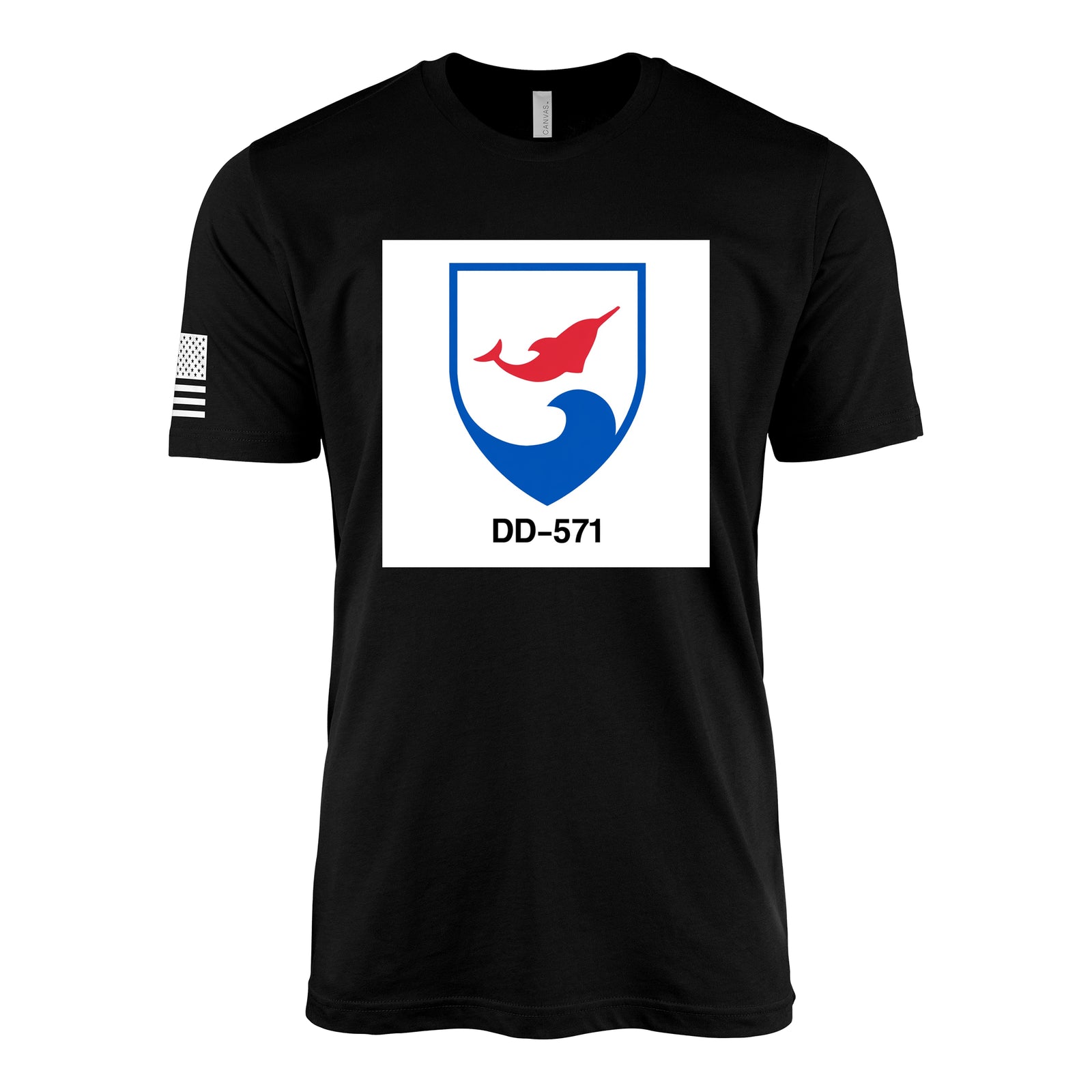 USS Claxton (DD-571) Fletcher-Class Destroyer T-Shirt - Black