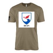 USS Claxton (DD-571) Fletcher-Class Destroyer T-Shirt - Coyote Brown
