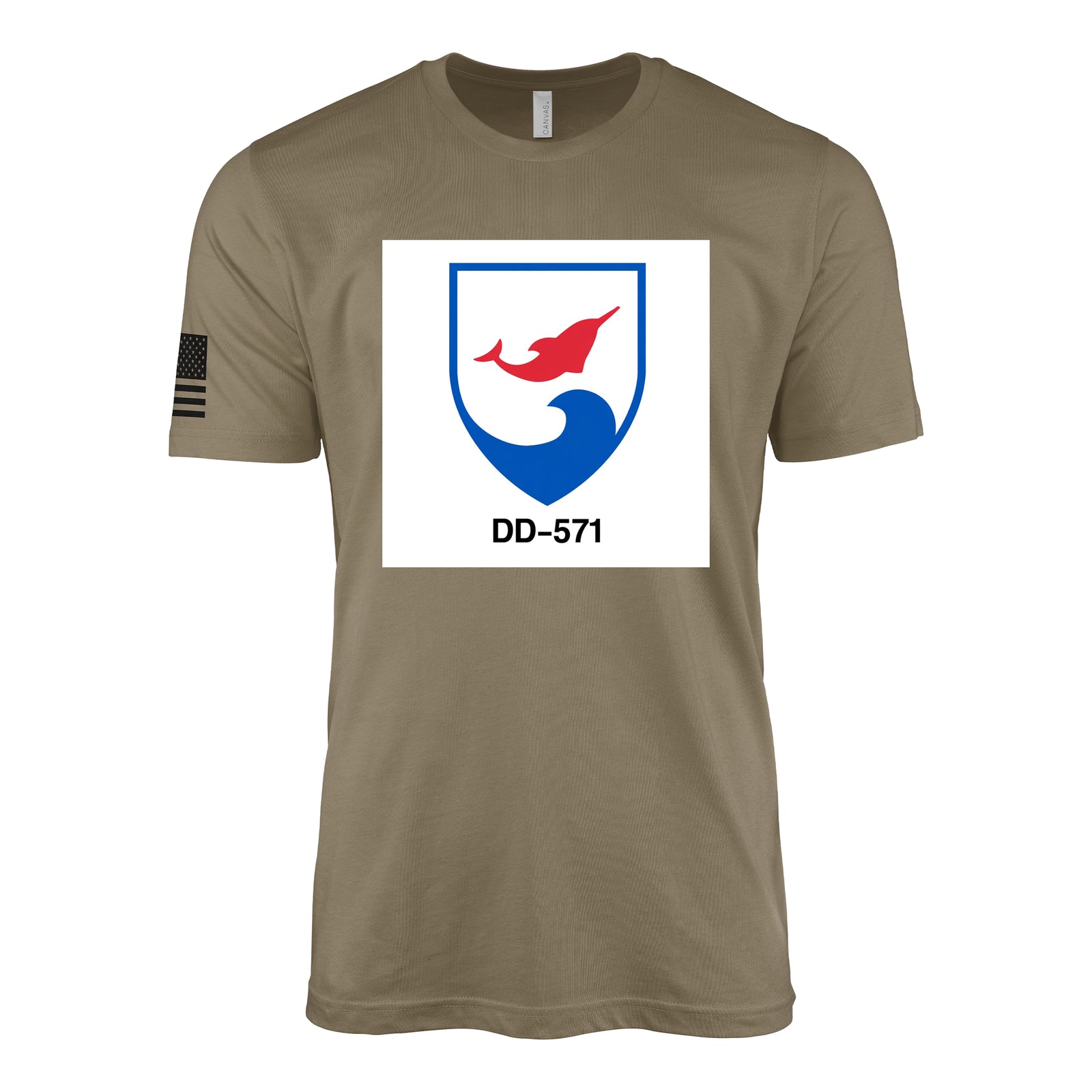 USS Claxton (DD-571) Fletcher-Class Destroyer T-Shirt - Coyote Brown