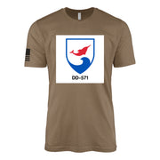 USS Claxton (DD-571) Fletcher-Class Destroyer T-Shirt - Woodland Brown