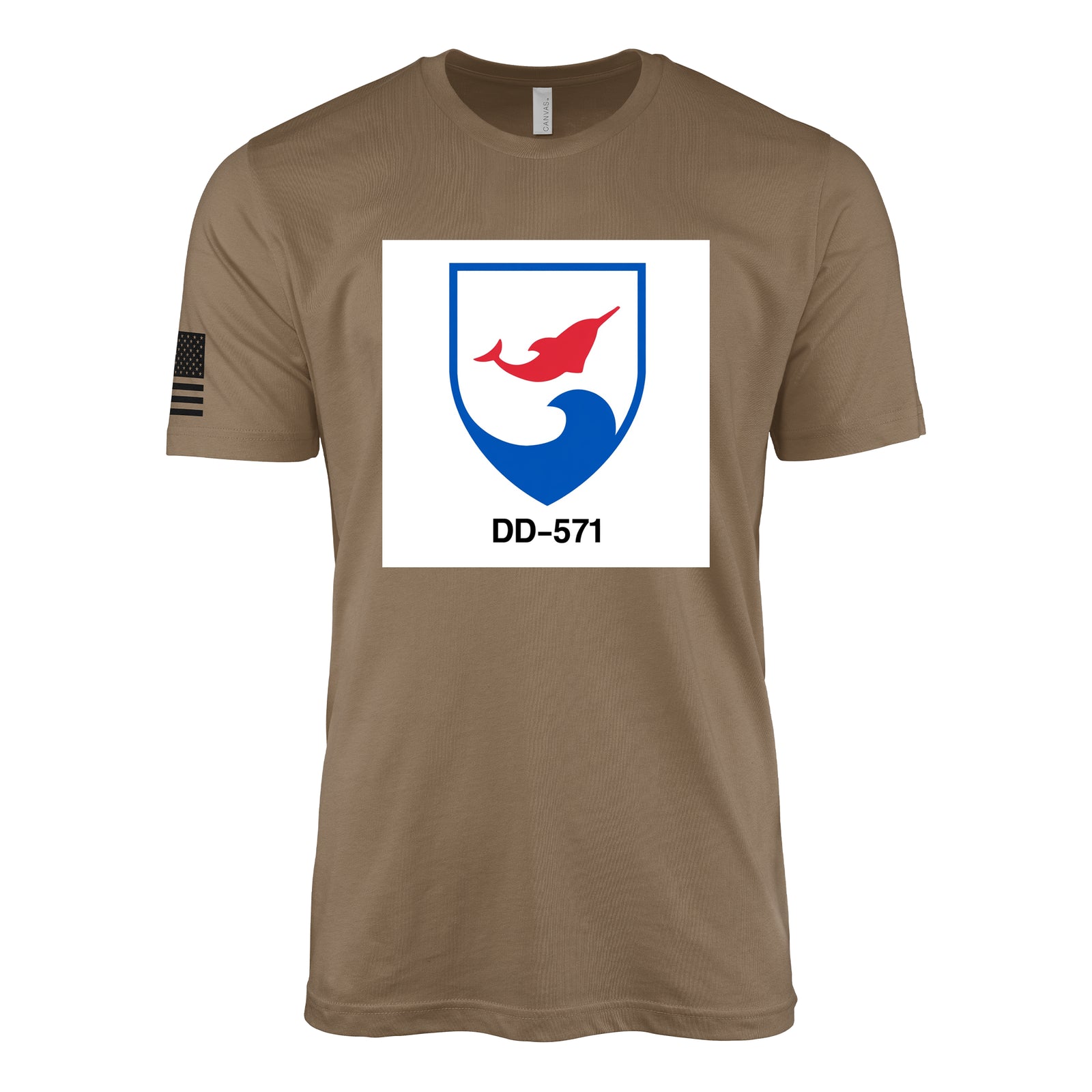 USS Claxton (DD-571) Fletcher-Class Destroyer T-Shirt - Woodland Brown