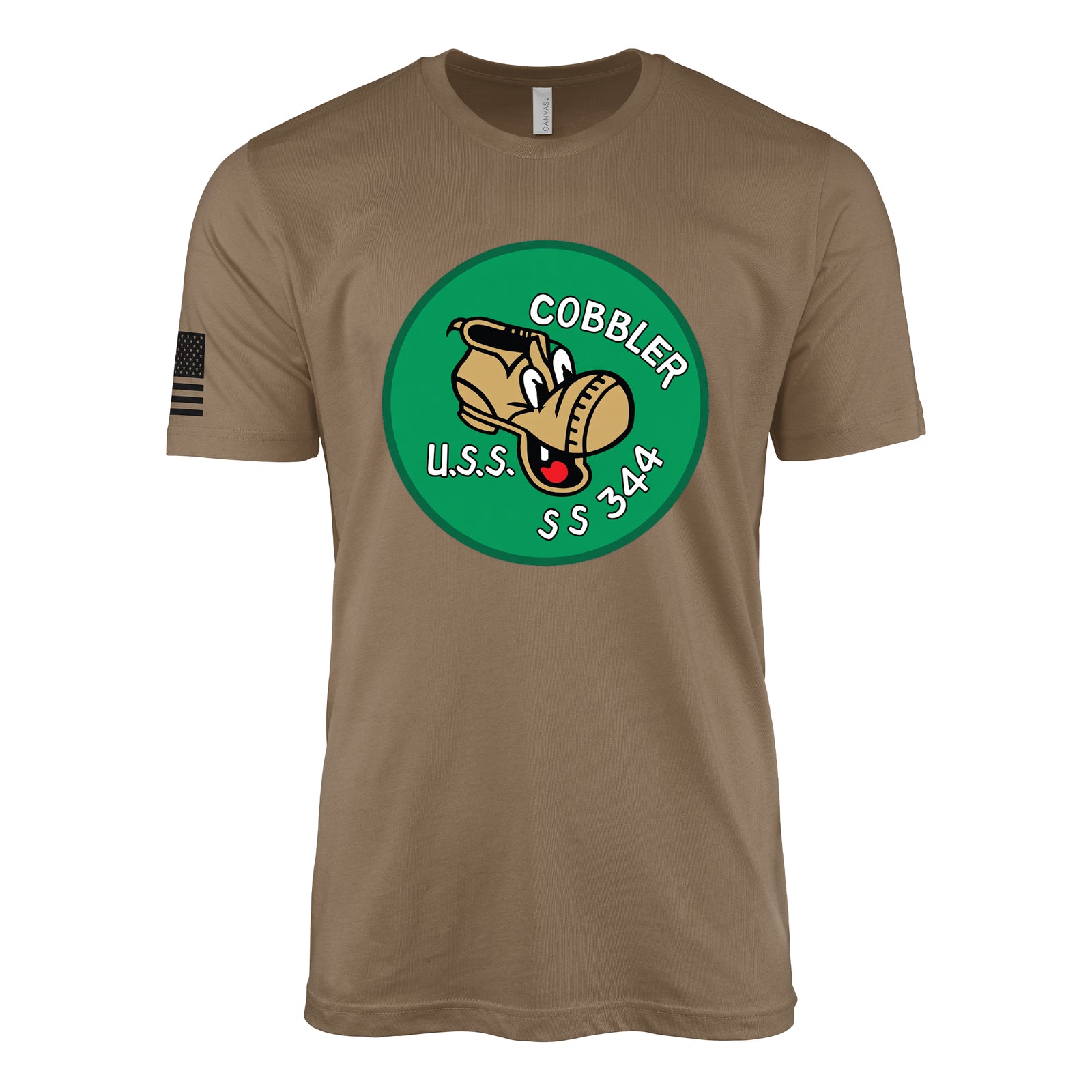 USS Cobbler (SS-344) Balao-Class Submarine T-Shirt - Woodland Brown