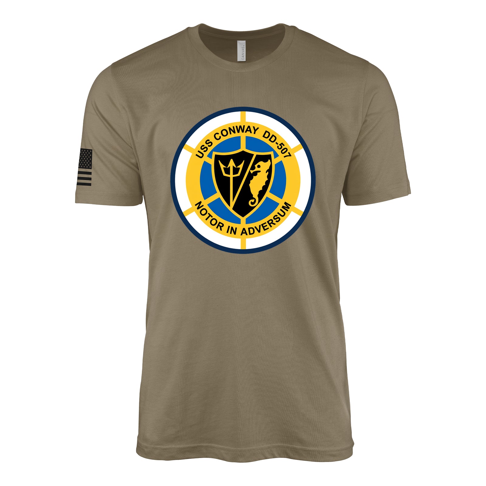 USS Conway (DD-507) Fletcher-Class Destroyer T-Shirt - Coyote Brown