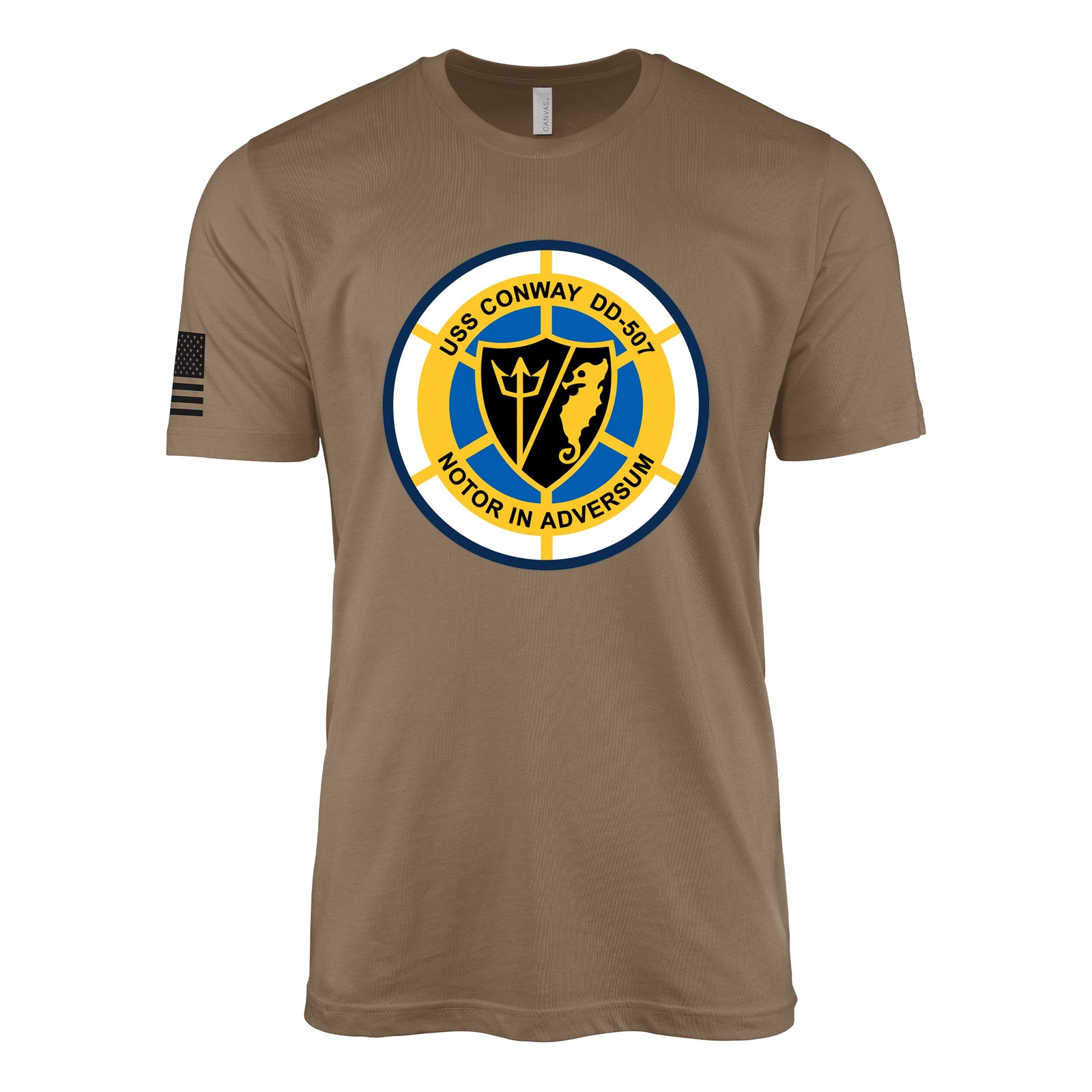 USS Conway (DD-507) Fletcher-Class Destroyer T-Shirt - Woodland Brown