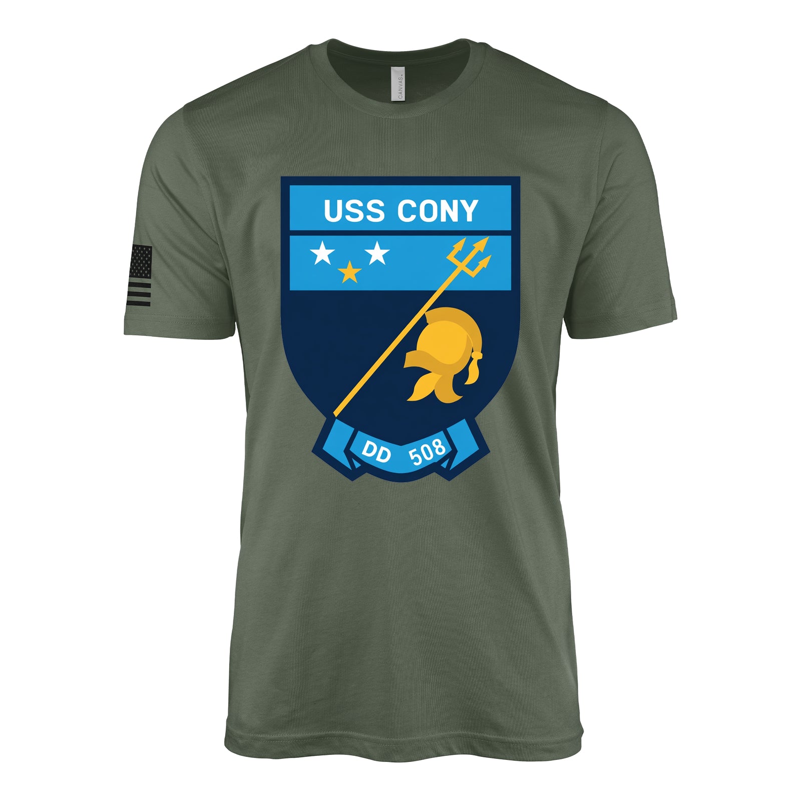USS Cony (DD-508) Fletcher-Class Destroyer T-Shirt - Military Green