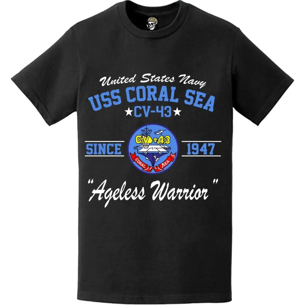 USS Coral Sea (CV-43) Since 1947 Motto T-Shirt Tactically Acquired   