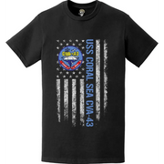 USS Coral Sea (CVA-43) Patriotic Ship's Crest Logo American Flag T-Shirt Tactically Acquired   