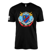 USS Cowell (DD-547) Fletcher-Class Destroyer T-Shirt - Black