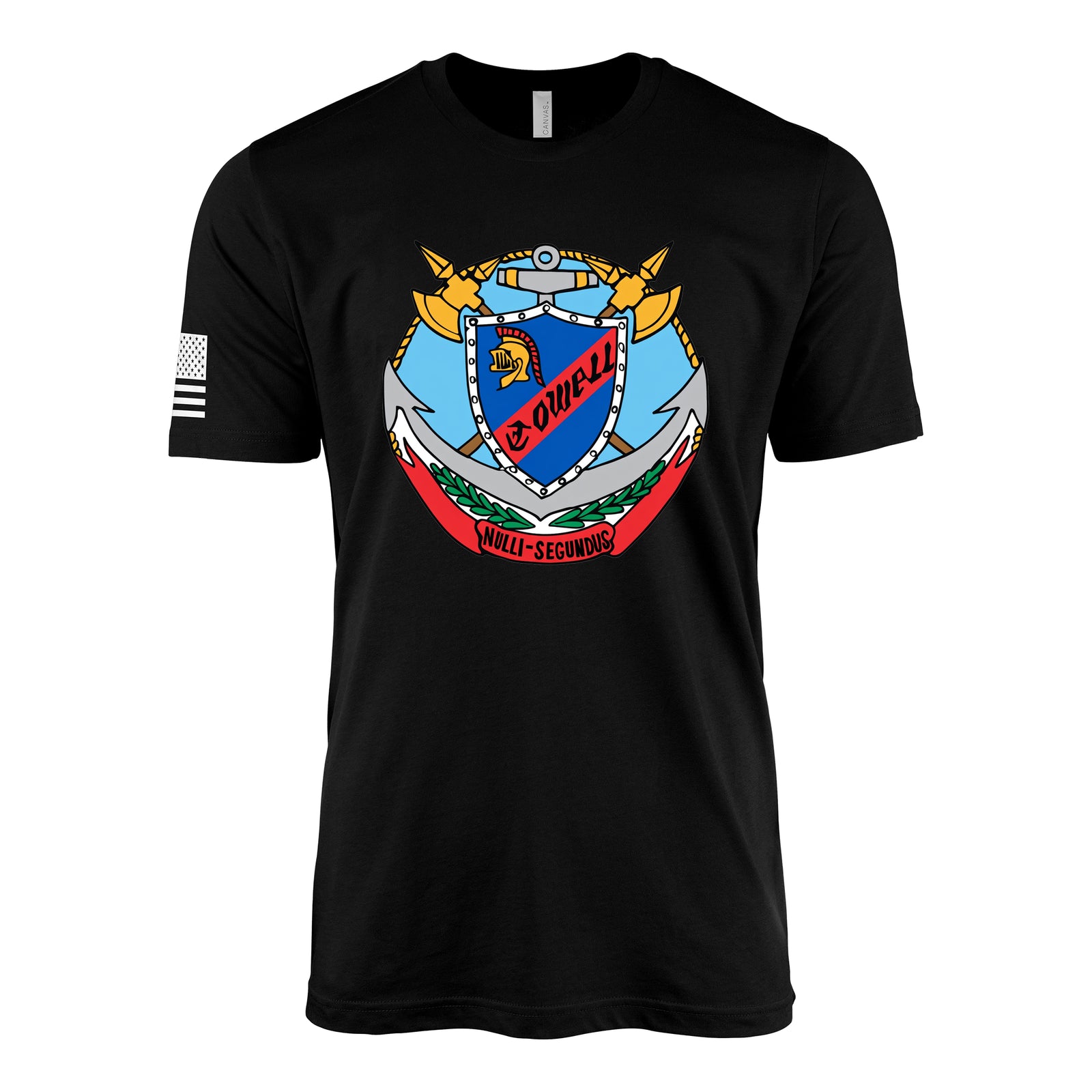 USS Cowell (DD-547) Fletcher-Class Destroyer T-Shirt - Black