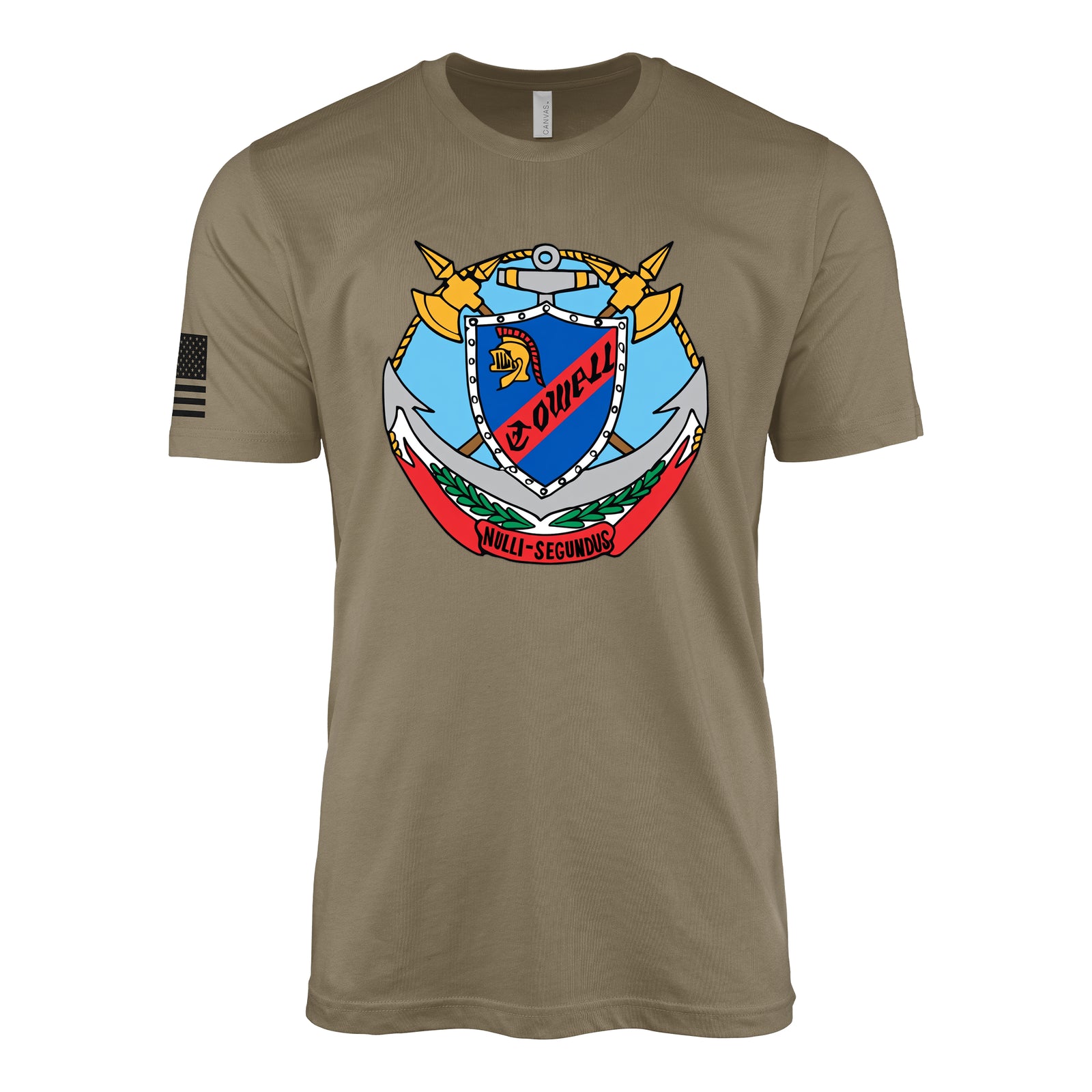 USS Cowell (DD-547) Fletcher-Class Destroyer T-Shirt - Coyote Brown