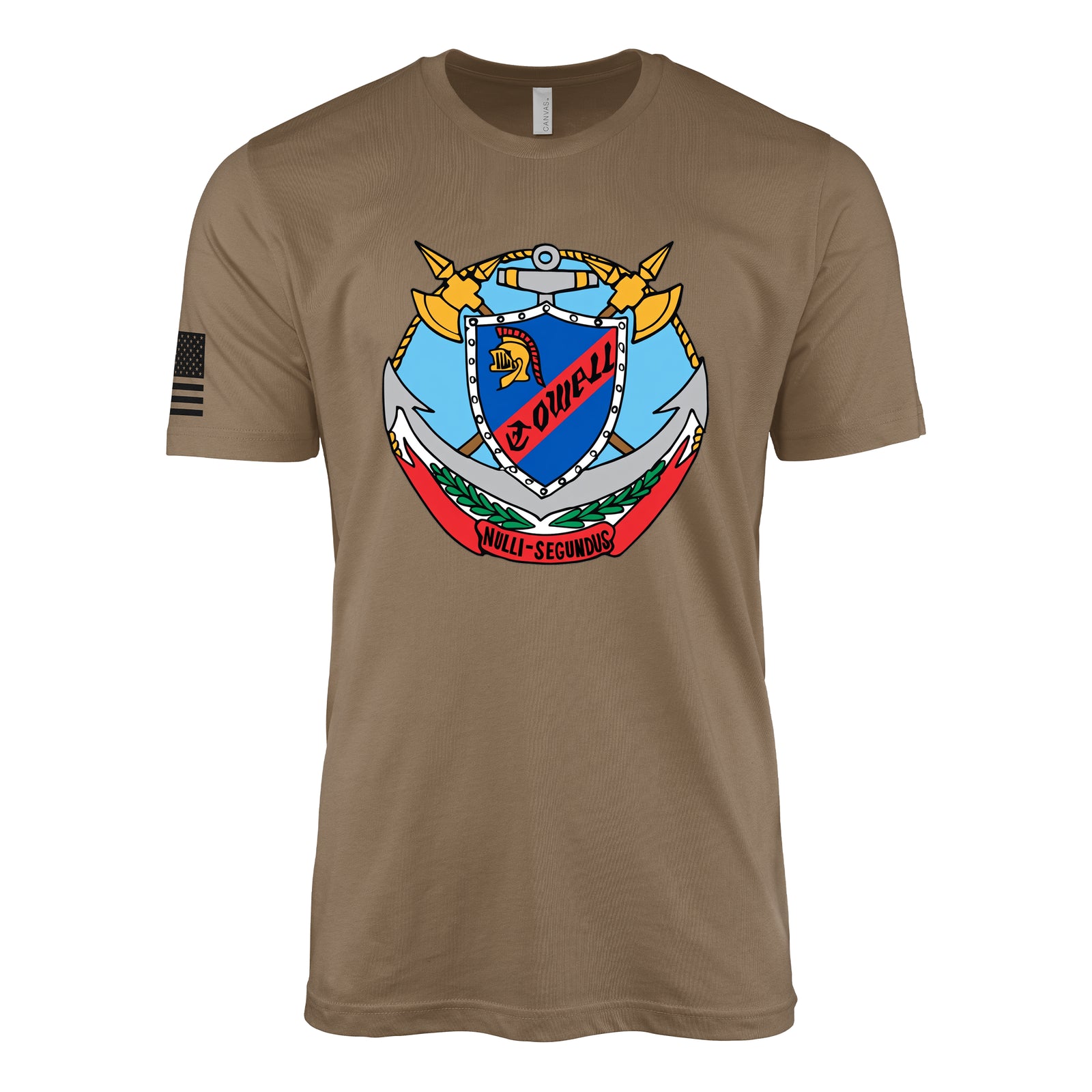 USS Cowell (DD-547) Fletcher-Class Destroyer T-Shirt - Woodland Brown