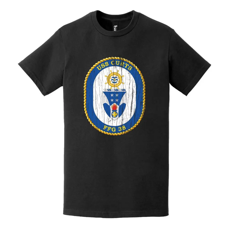 USS Curts (FFG-38) Logo Emblem Distressed T-Shirt