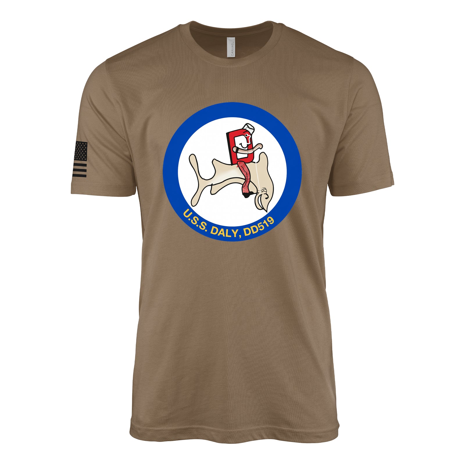 USS Daly (DD-519) Fletcher-Class Destroyer T-Shirt - Woodland Brown