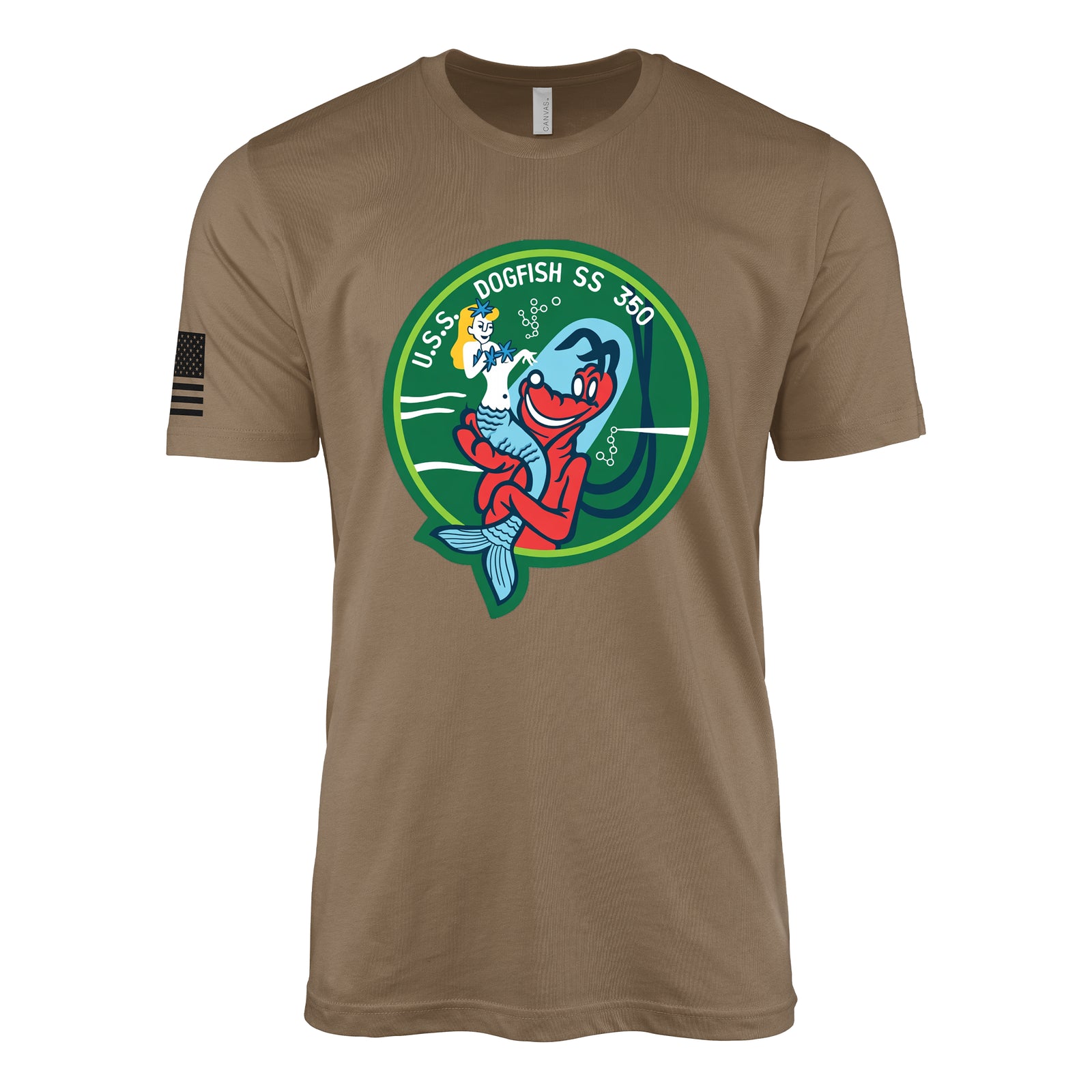 USS Dogfish (SS-350) Balao-Class Submarine T-Shirt - Woodland Brown