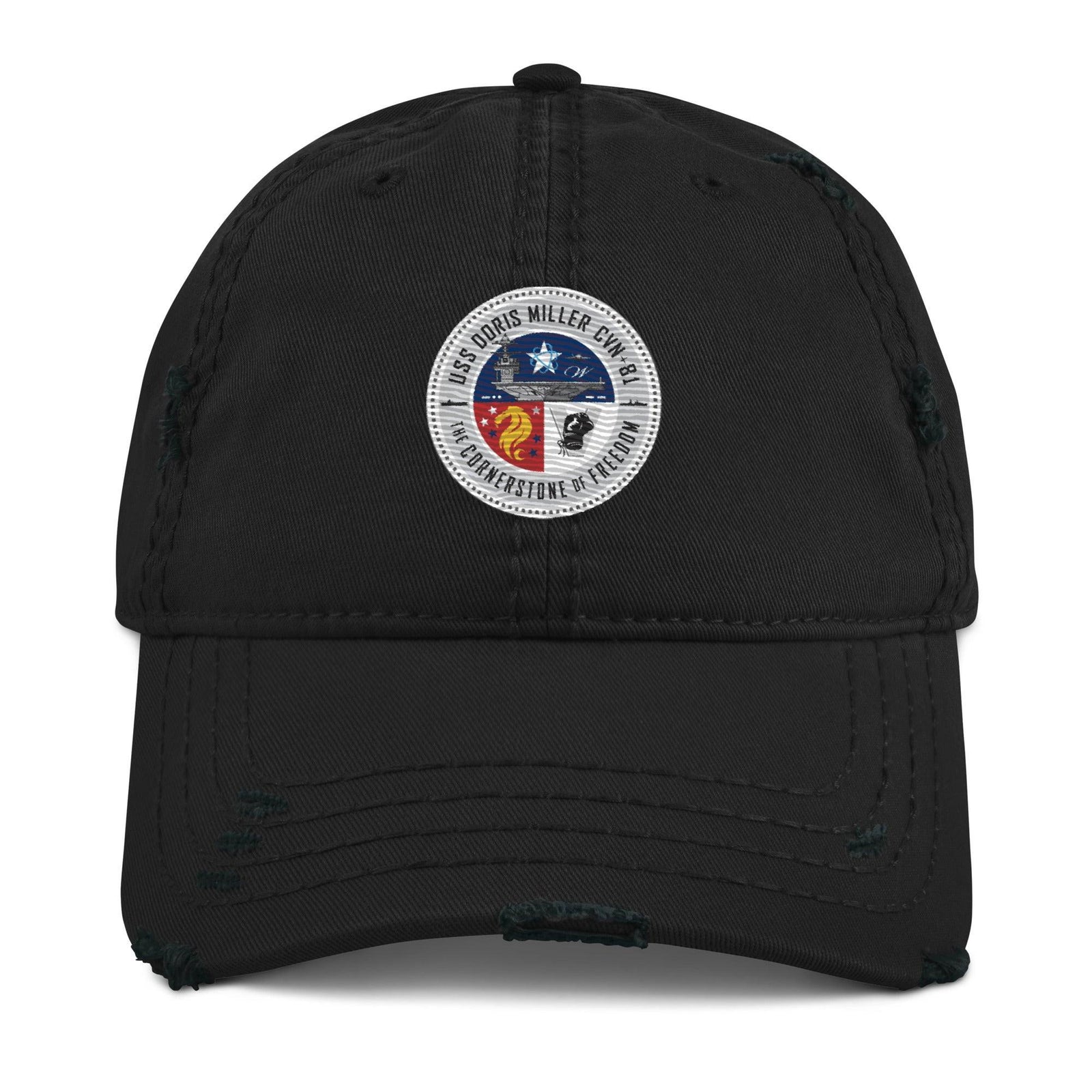 USS Doris Miller (CVN-81) Embroidered Distressed Dad Hat Tactically Acquired Black  
