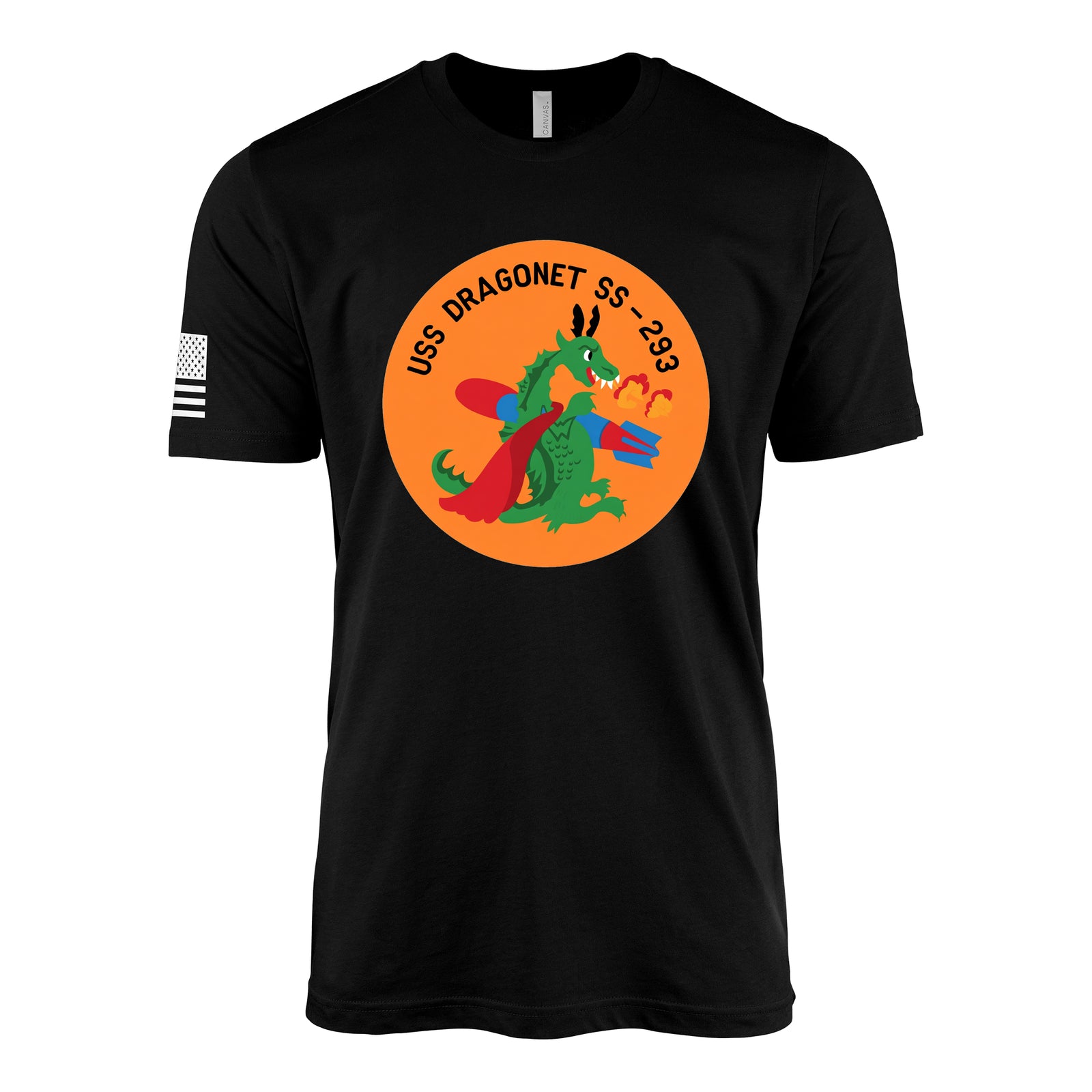 USS Dragonet (SS-293) Balao-Class Submarine T-Shirt - Black