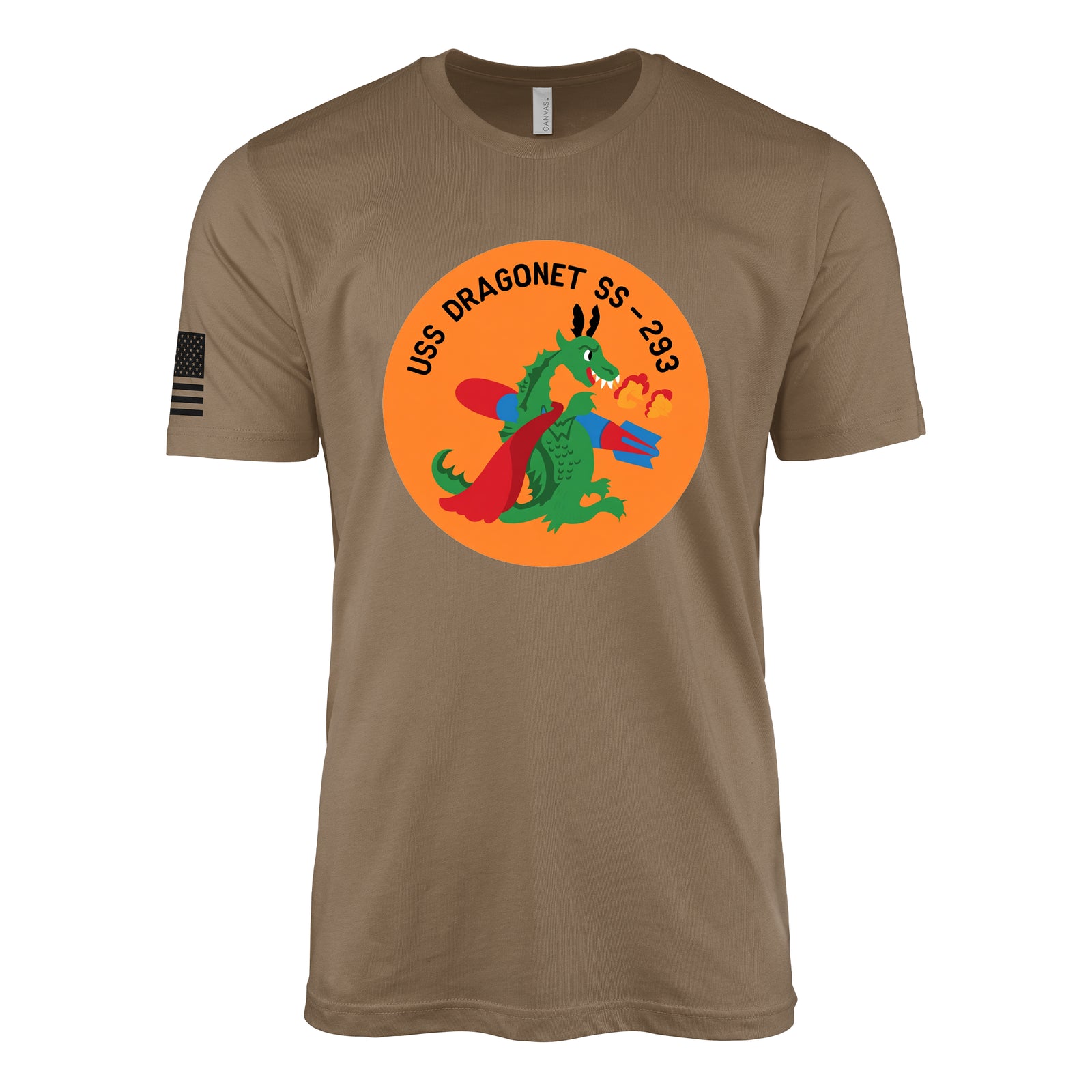 USS Dragonet (SS-293) Balao-Class Submarine T-Shirt - Woodland Brown