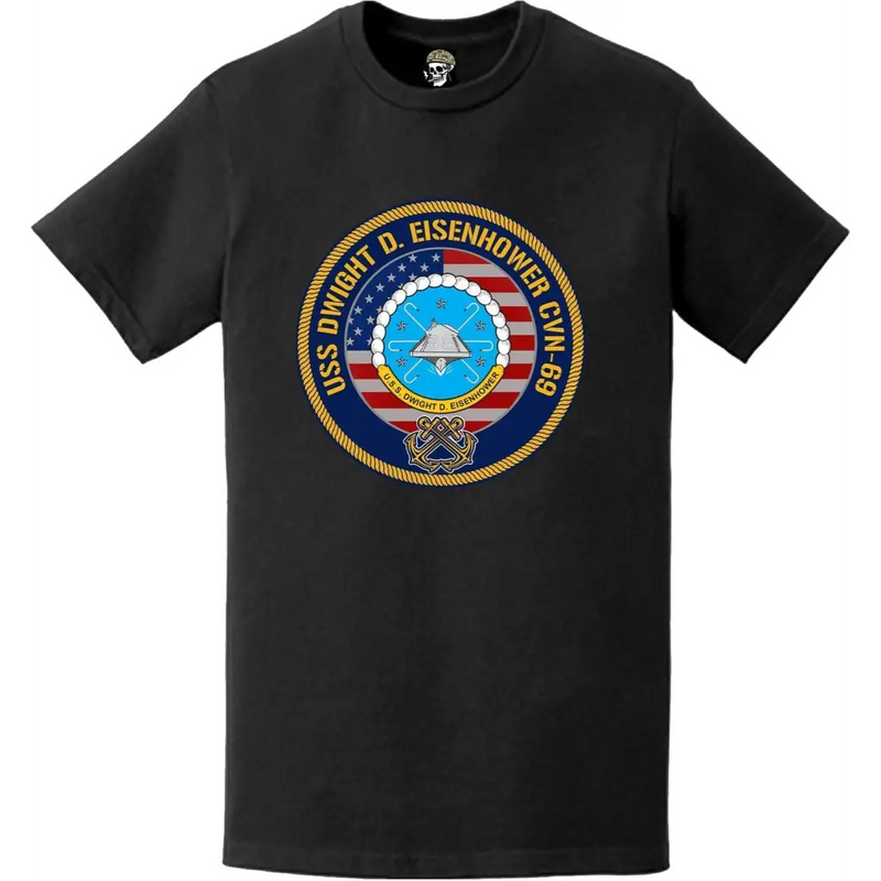 USS Dwight D. Eisenhower (CVN-69) American Flag Emblem T-Shirt