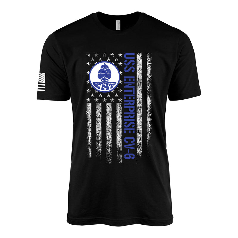 USS Enterprise CV-6 American Flag T-Shirt | Patriotic WW2 Navy Veteran
