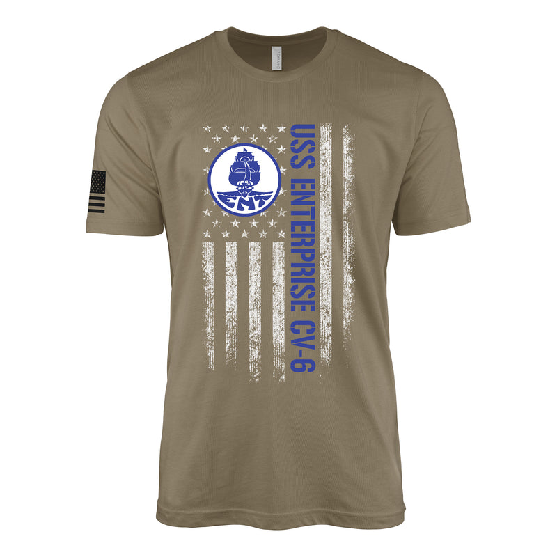 USS Enterprise CV-6 American Flag T-Shirt | Patriotic WW2 Navy Veteran