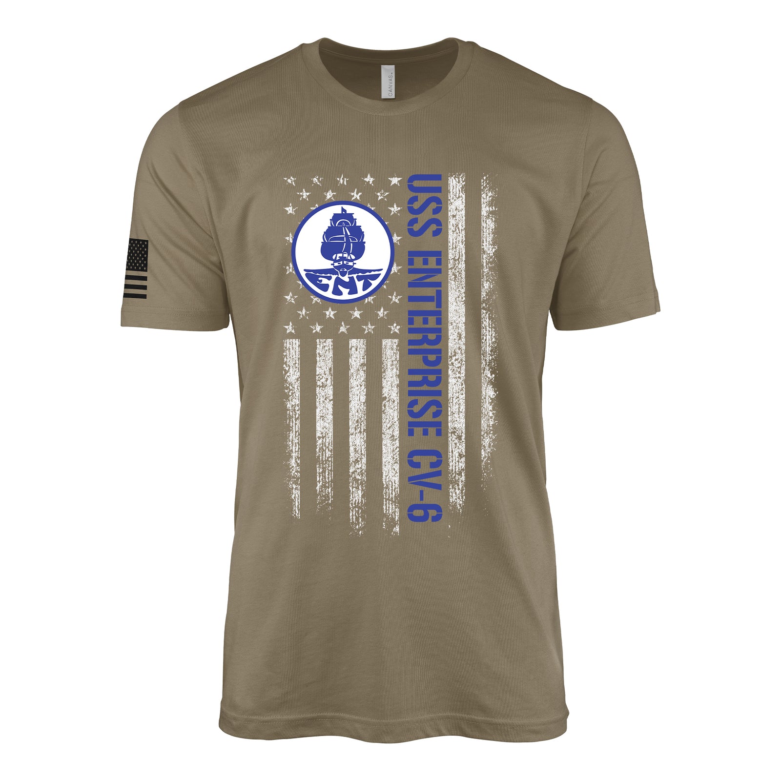 USS Enterprise CV-6 American Flag T-Shirt | Patriotic WW2 Navy Veteran