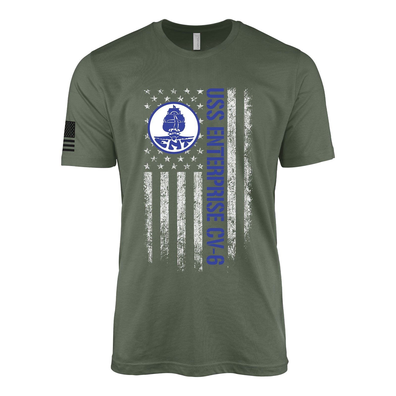 USS Enterprise CV-6 American Flag T-Shirt | Patriotic WW2 Navy Veteran