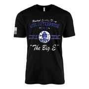 Distressed USS Enterprise CV-6 Since 1938 Big E legacy WW2 Navy aircraft carrier t-shirt in black