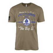 Distressed USS Enterprise CV-6 Since 1938 Big E legacy WW2 Navy aircraft carrier t-shirt in coyote brown