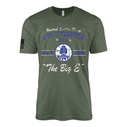 Distressed USS Enterprise CV-6 Since 1938 Big E legacy WW2 Navy aircraft carrier t-shirt in military green